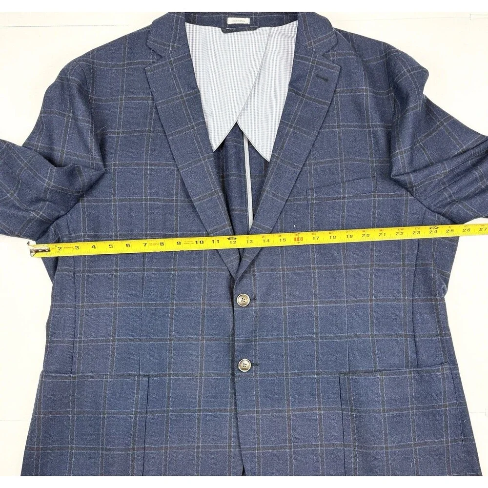 Peter Millar Sport Coat Soft Blazer Lightweight Blue Plaid XXL Wool Unstructured
